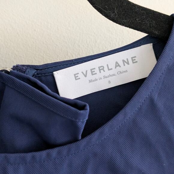 Everlane Women's Round Neck 3/4 Sleeve Top Blouse Back Zip Blue Size 8 - Picture 2 of 6
